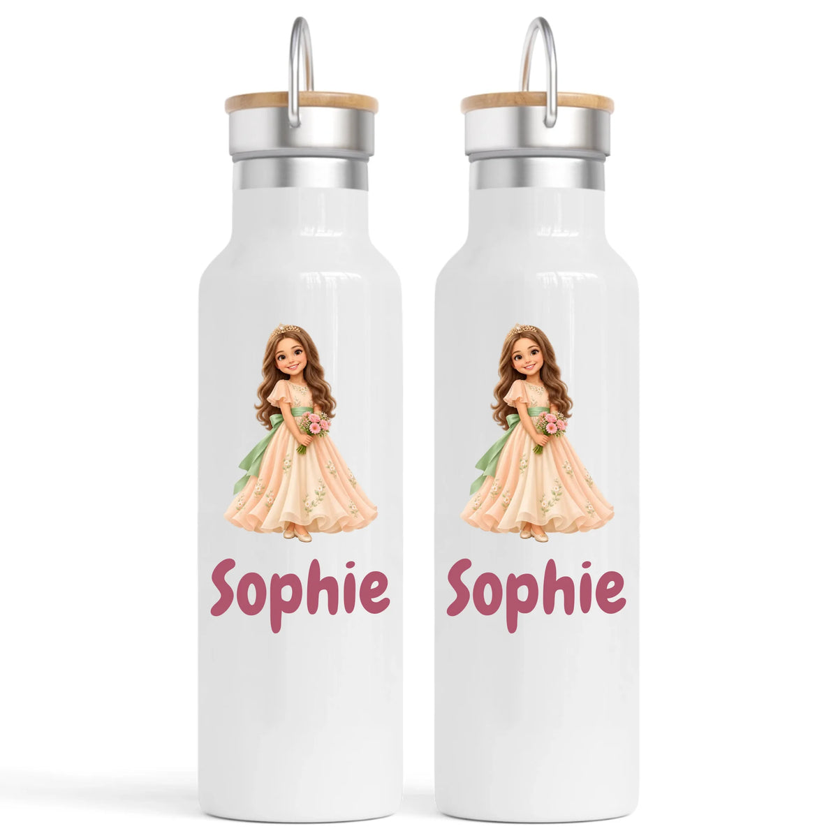 Personalised Storybook Princess and Prince Kids Photo Nomad Bottle, 750ml