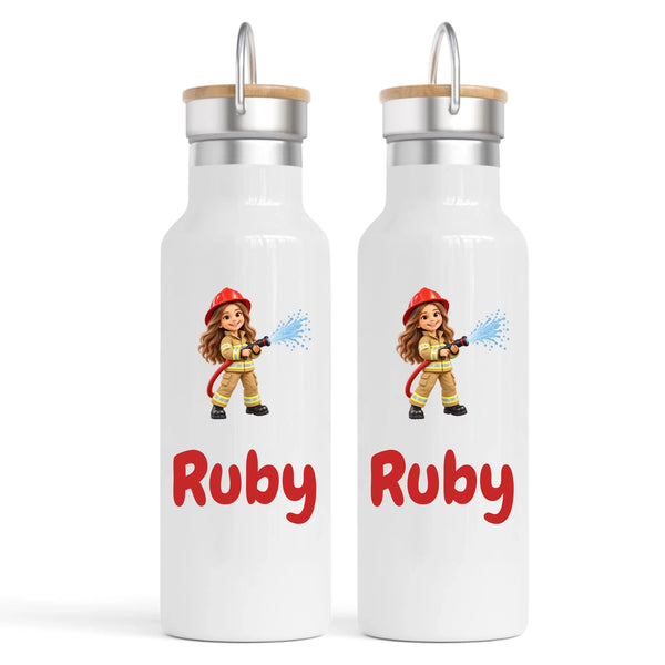Personalised Little Firefighter Kids Photo Nomad Bottle