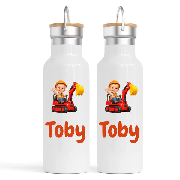 Personalised Digger Driver Kids Photo Nomad Bottle