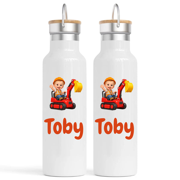 Personalised Digger Driver Kids Photo Nomad Bottle, 750ml