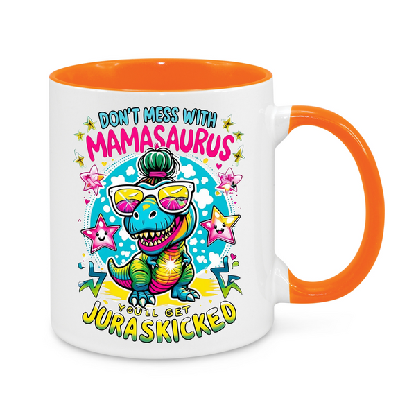 Funny “Don’t Mess With Mamasaurus” Mug – Colourful Dinosaur Design – Cool Gift for Mum with Attitude