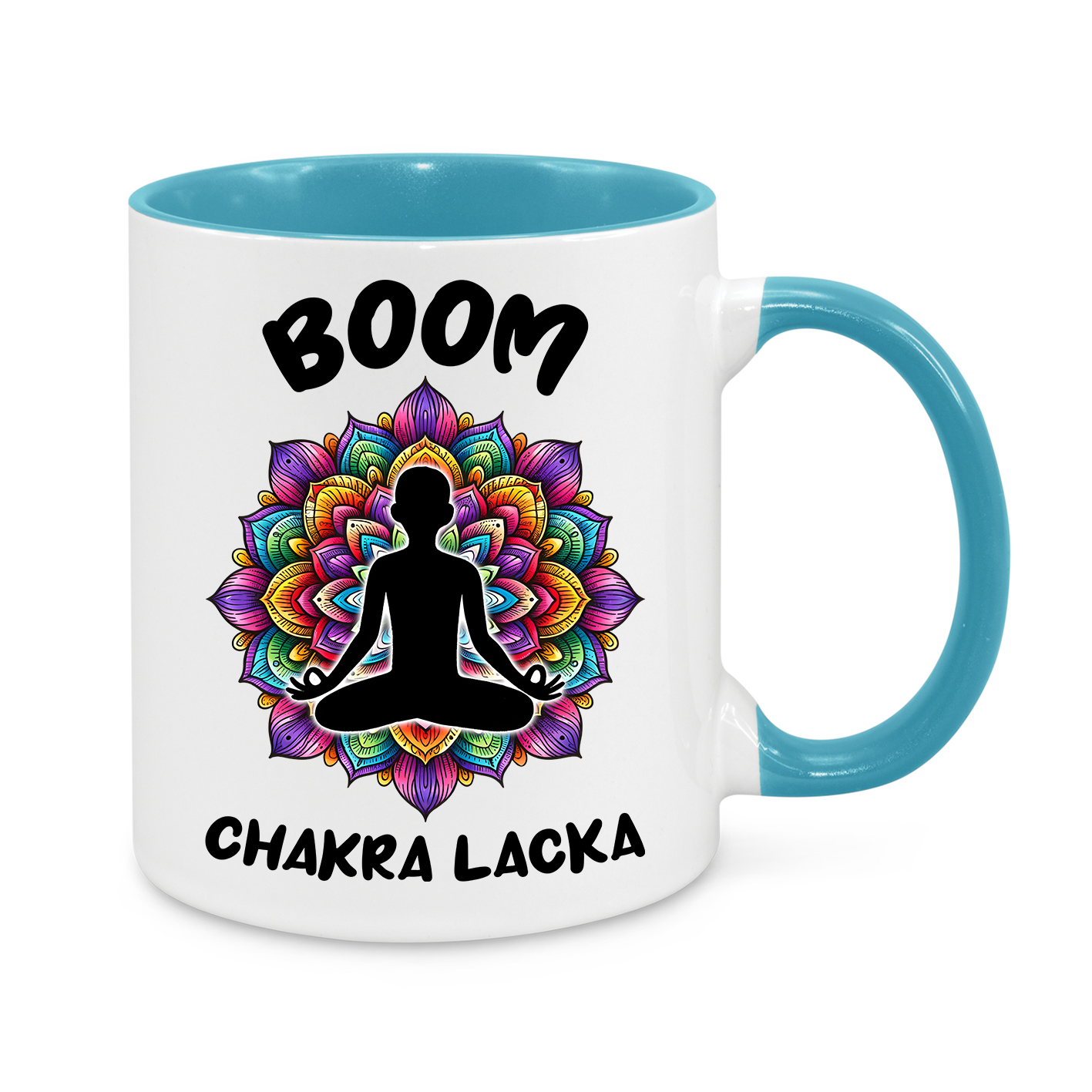 🧘‍♂️ Boom Chakra Lacka Mug – Funny & Spiritual Coffee Cup for Yoga Lovers ☕✨