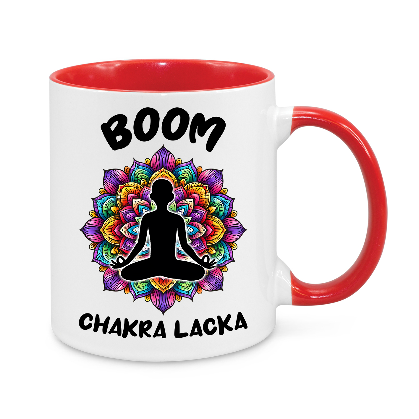 🧘‍♂️ Boom Chakra Lacka Mug – Funny & Spiritual Coffee Cup for Yoga Lovers ☕✨