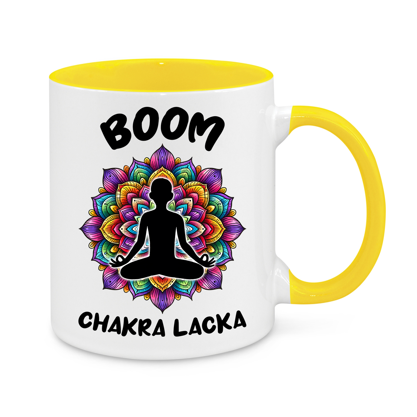 🧘‍♂️ Boom Chakra Lacka Mug – Funny & Spiritual Coffee Cup for Yoga Lovers ☕✨