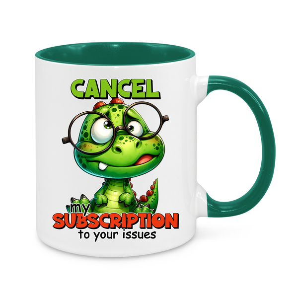 Cancel My Subscription Mug – Funny Dinosaur Coffee Cup – Sarcastic & Witty Gift for Work & Home