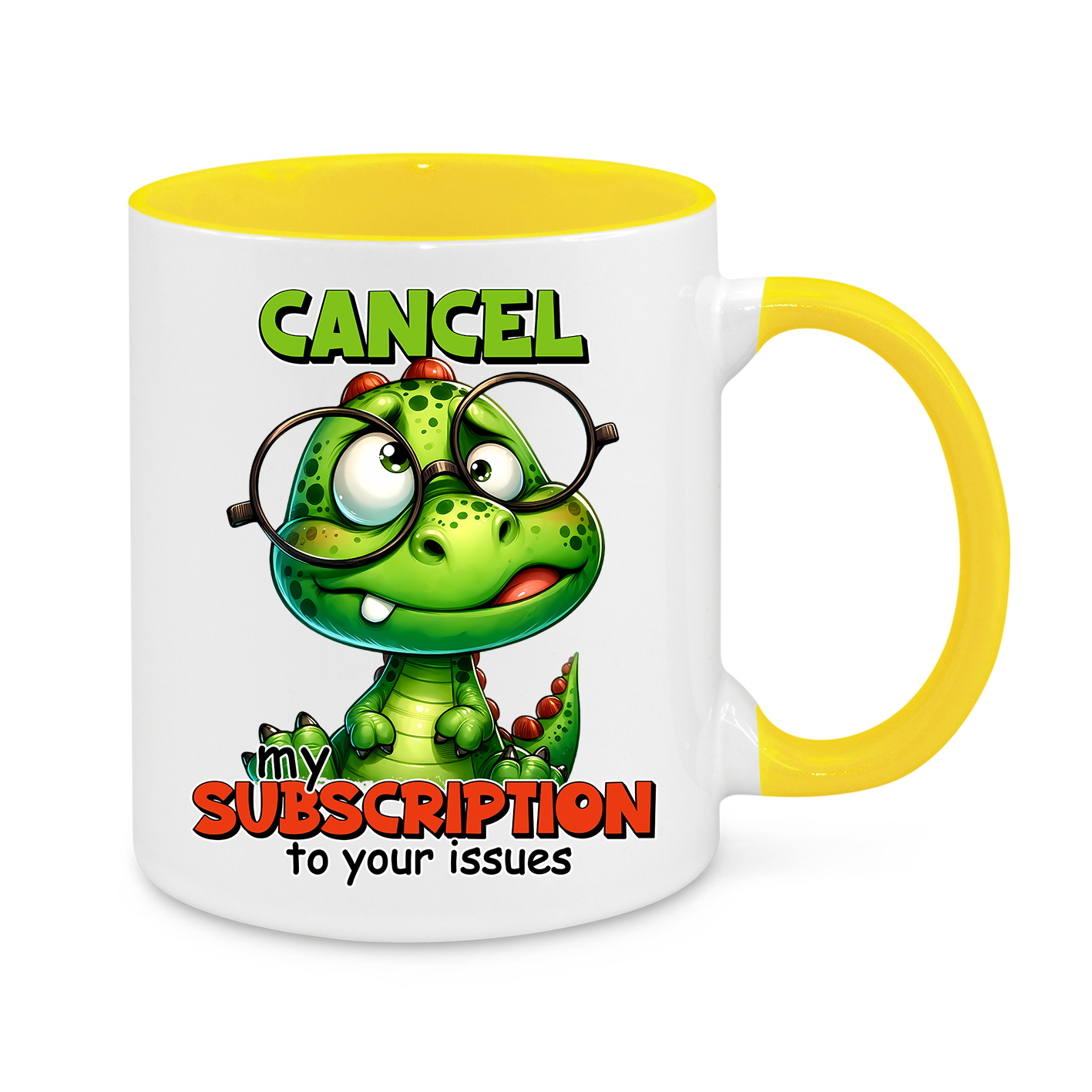 Cancel My Subscription Mug – Funny Dinosaur Coffee Cup – Sarcastic & Witty Gift for Work & Home