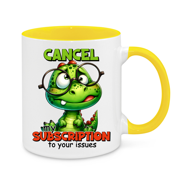 Cancel My Subscription Mug – Funny Dinosaur Coffee Cup – Sarcastic & Witty Gift for Work & Home