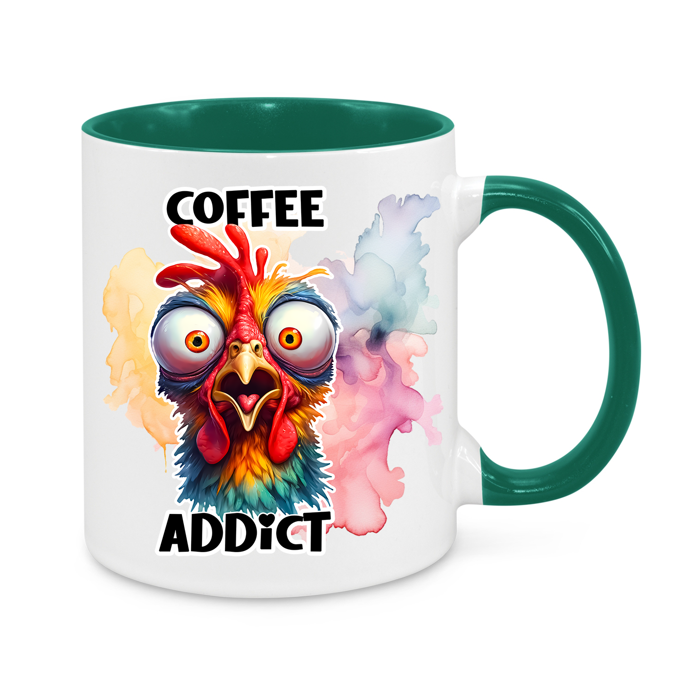 Coffee Addict Mug – Funny 11oz Rooster Coffee Cup – Perfect Gift for Caffeine Lovers & Morning Zombies