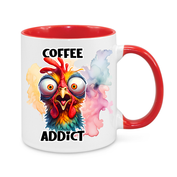 Coffee Addict Mug – Funny 11oz Rooster Coffee Cup – Perfect Gift for Caffeine Lovers & Morning Zombies