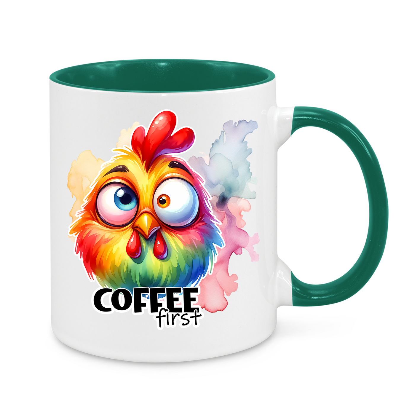 Coffee First Mug – Funny 11oz Rooster Coffee Cup – Perfect Gift for Caffeine Addicts & Morning Zombies