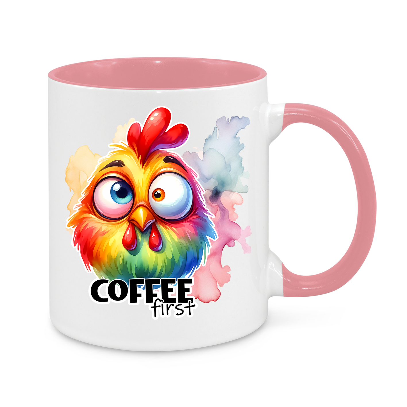 Coffee First Mug – Funny 11oz Rooster Coffee Cup – Perfect Gift for Caffeine Addicts & Morning Zombies