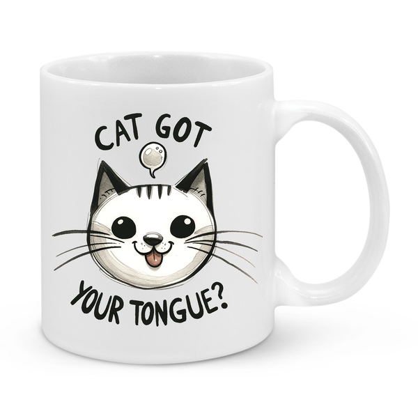 Cat Got Your Tongue? Mug – Funny 11oz Cat Lover Coffee Cup – Cute Gift for Pet Owners & Introverts