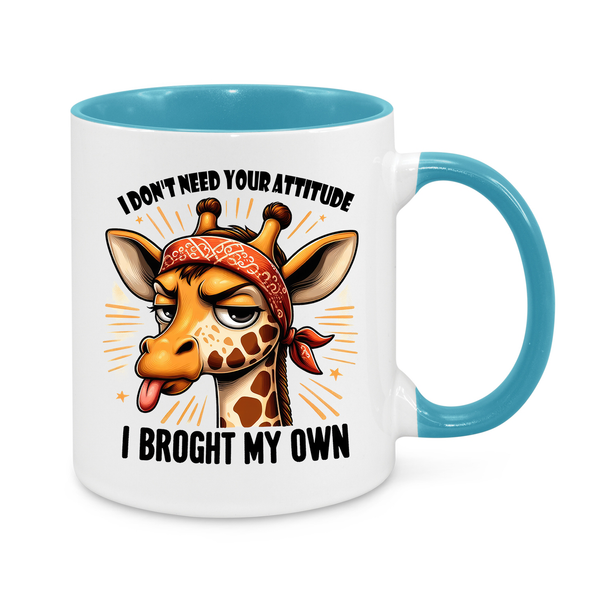 Sassy Giraffe Mug – "I Don’t Need Your Attitude, I Brought My Own" – Funny 11oz Coffee Cup – Quirky Gift for Sarcasm & Sass Lovers
