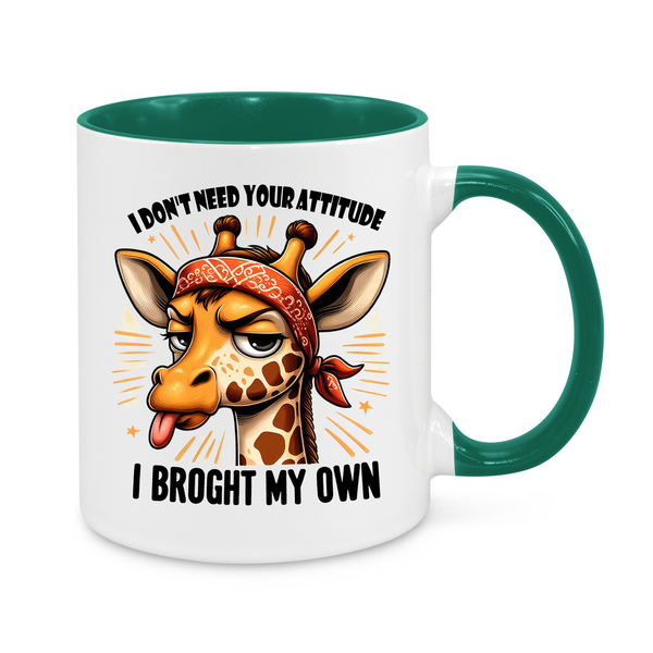 Sassy Giraffe Mug – "I Don’t Need Your Attitude, I Brought My Own" – Funny 11oz Coffee Cup – Quirky Gift for Sarcasm & Sass Lovers
