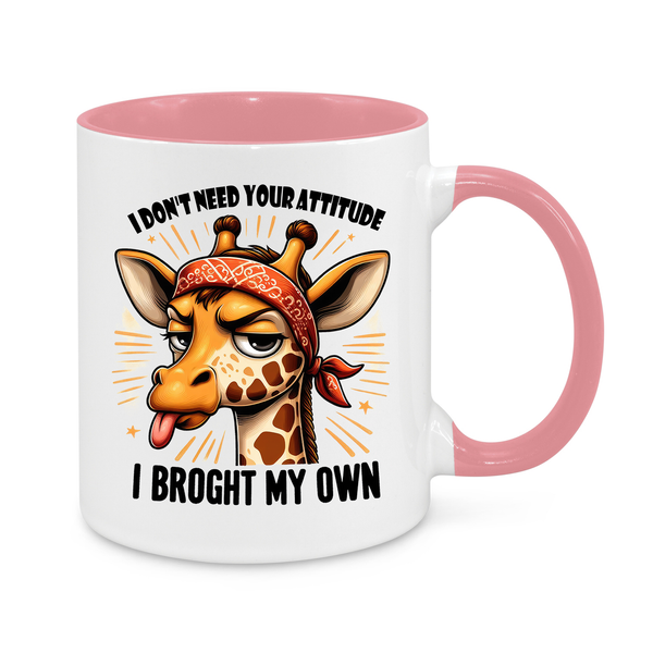 Sassy Giraffe Mug – "I Don’t Need Your Attitude, I Brought My Own" – Funny 11oz Coffee Cup – Quirky Gift for Sarcasm & Sass Lovers