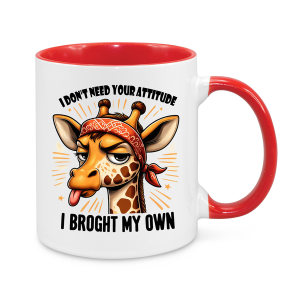Sassy Giraffe Mug – "I Don’t Need Your Attitude, I Brought My Own" – Funny 11oz Coffee Cup – Quirky Gift for Sarcasm & Sass Lovers