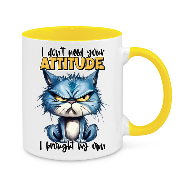 Grumpy Cat Mug – "I Don’t Need Your Attitude, I Brought My Own" – Funny 11oz Coffee Cup – Perfect Gift for Cat Lovers & Sarcasm Fans