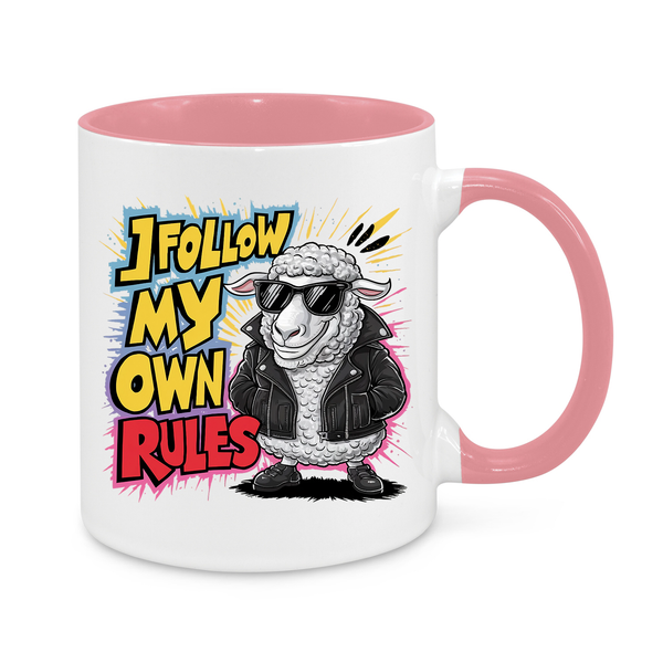 😎 Rebel Sheep Mug – "I Follow My Own Rules" – Cool 11oz Coffee Cup – Funny Gift for Independent Thinkers & Rule Breakers 🐑🔥