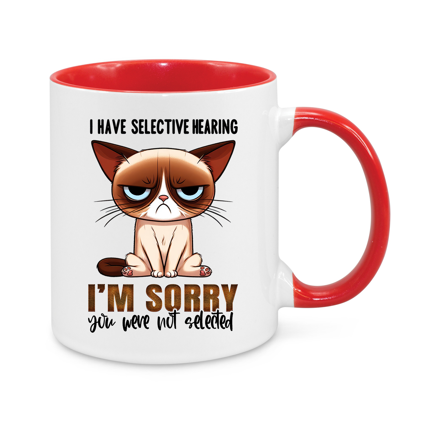Selective Hearing Funny Cat Mug – Grumpy & Hilarious Gift for Cat Lovers