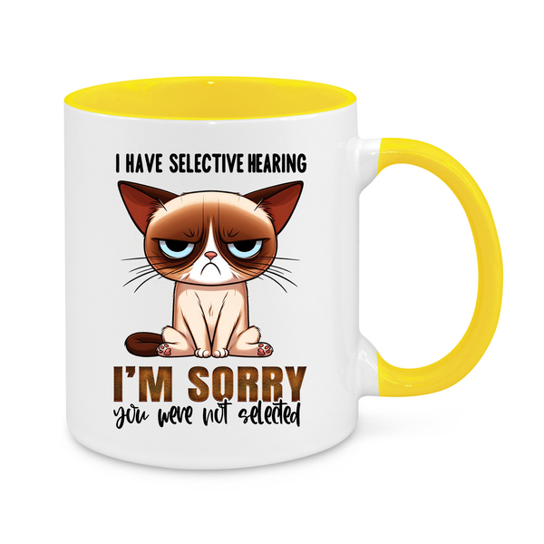 Selective Hearing Funny Cat Mug – Grumpy & Hilarious Gift for Cat Lovers