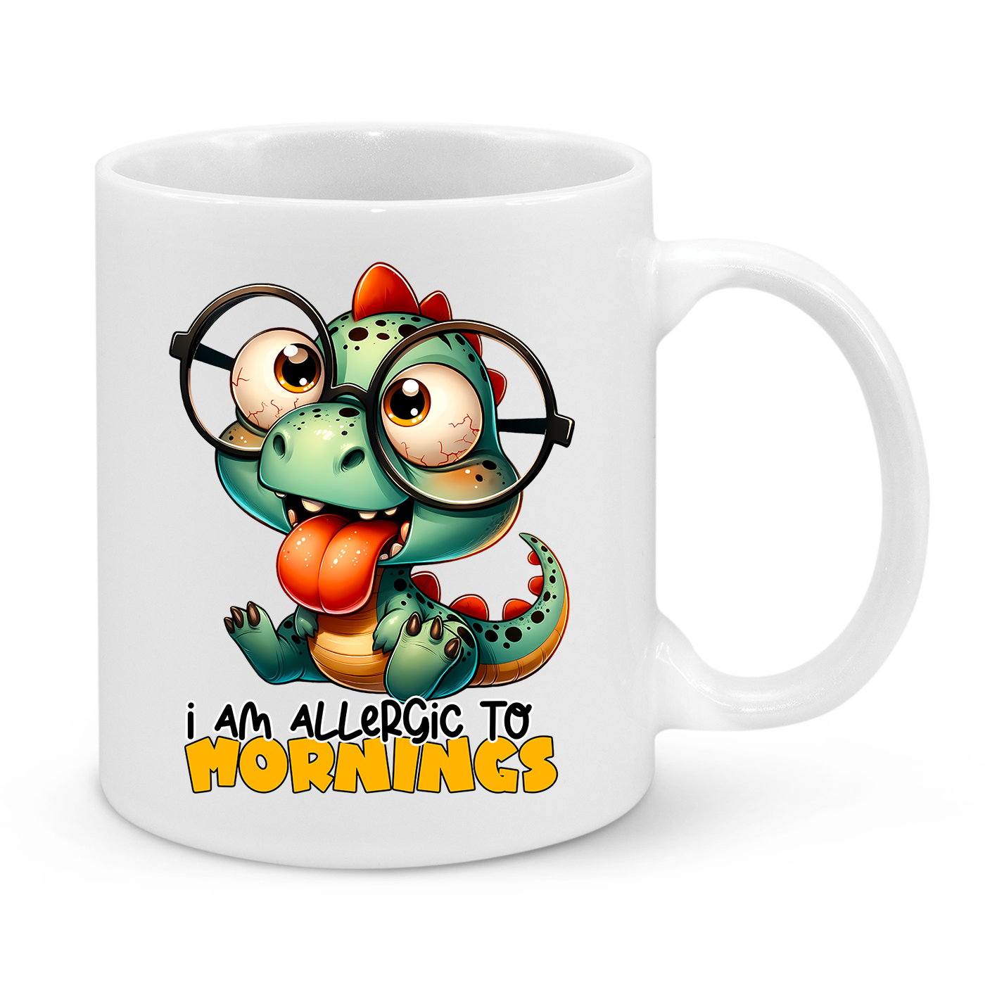 I Am Allergic to Mornings – Funny Dinosaur Mug | Coffee Lover’s Gift