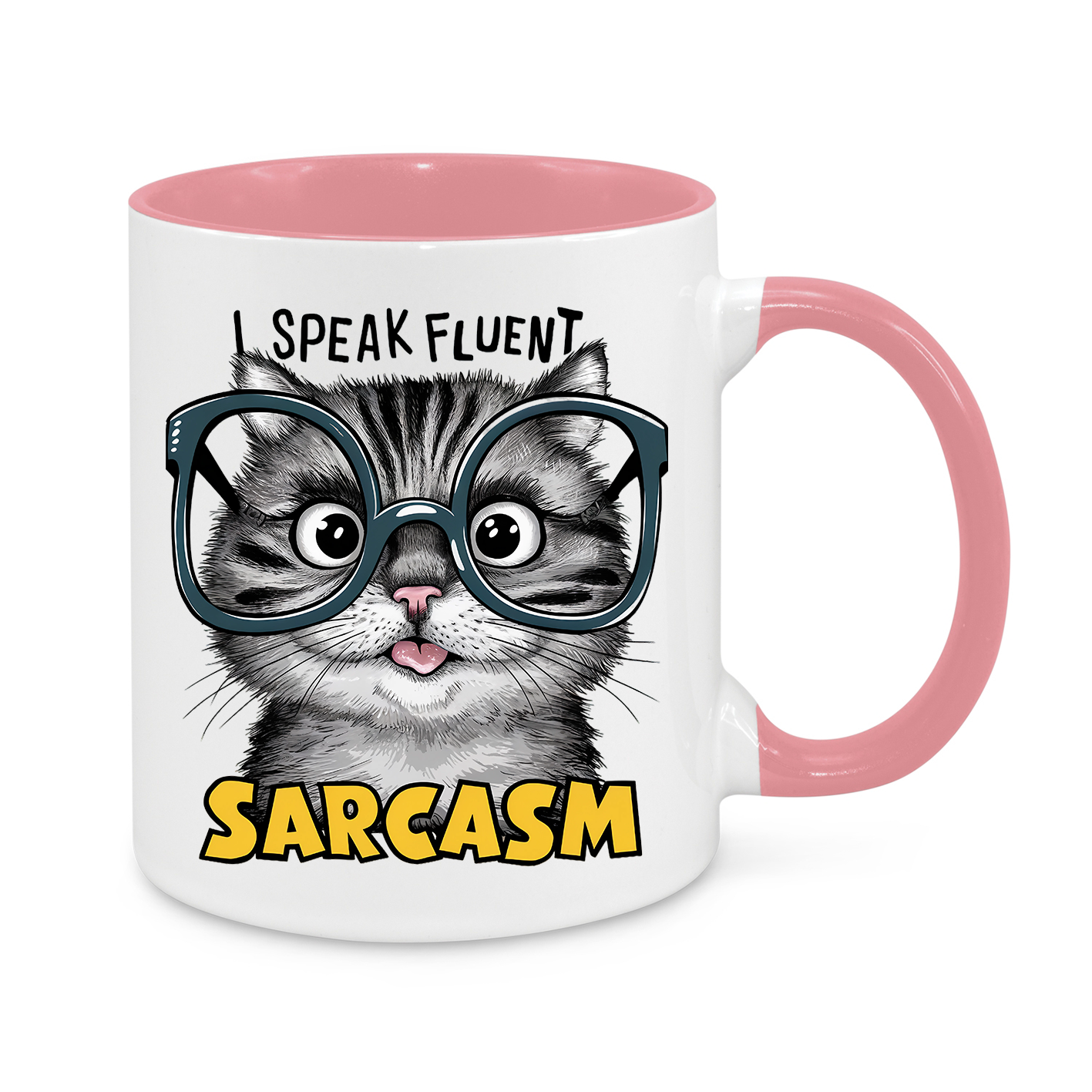I Speak Fluent Sarcasm – Funny Cat Coffee Mug for Wit & Humor Lovers