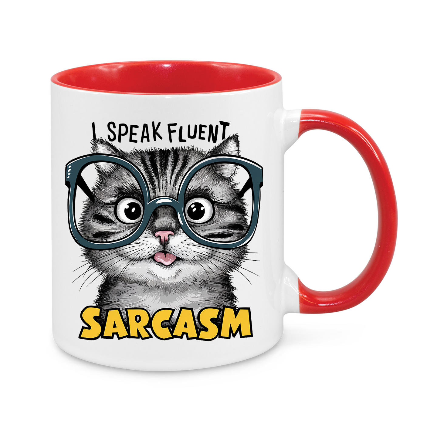 I Speak Fluent Sarcasm – Funny Cat Coffee Mug for Wit & Humor Lovers