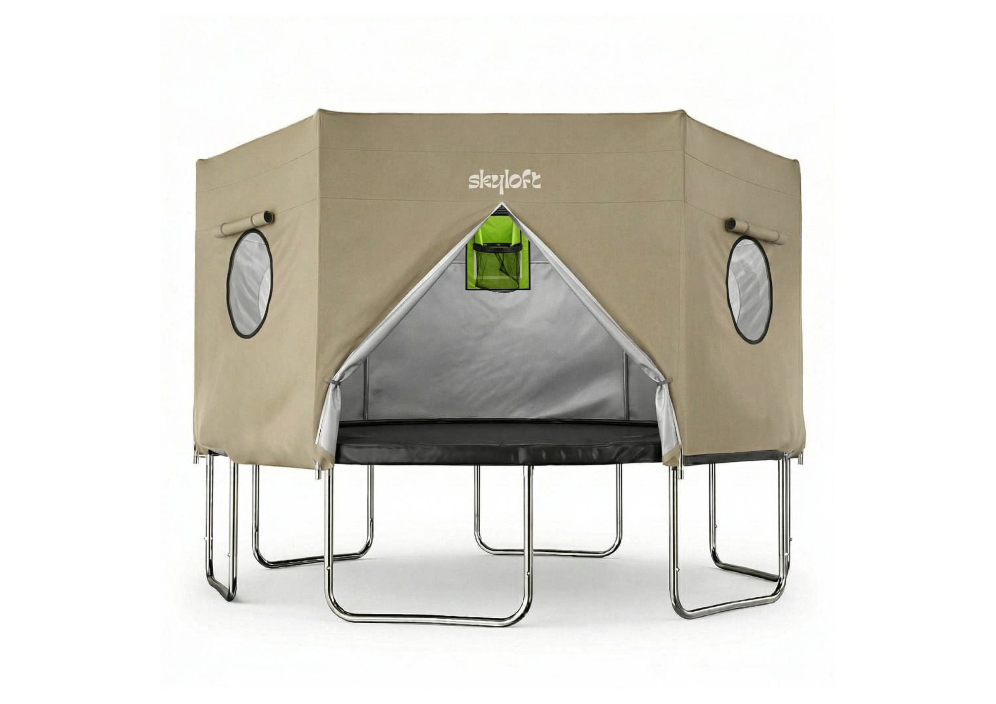 Skyloft Trampoline Tent Cover with Basketball Hoop, Ball & Pump – Fits 12FT & 14FT Trampolines
