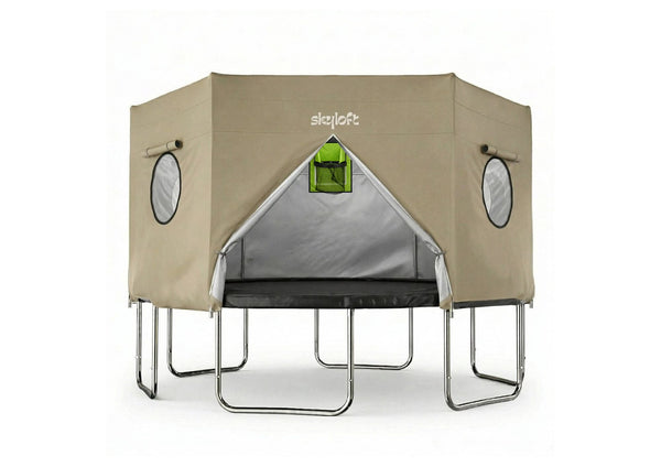 Skyloft Trampoline Tent Cover with Basketball Hoop, Ball & Pump – Fits 12FT & 14FT Trampolines