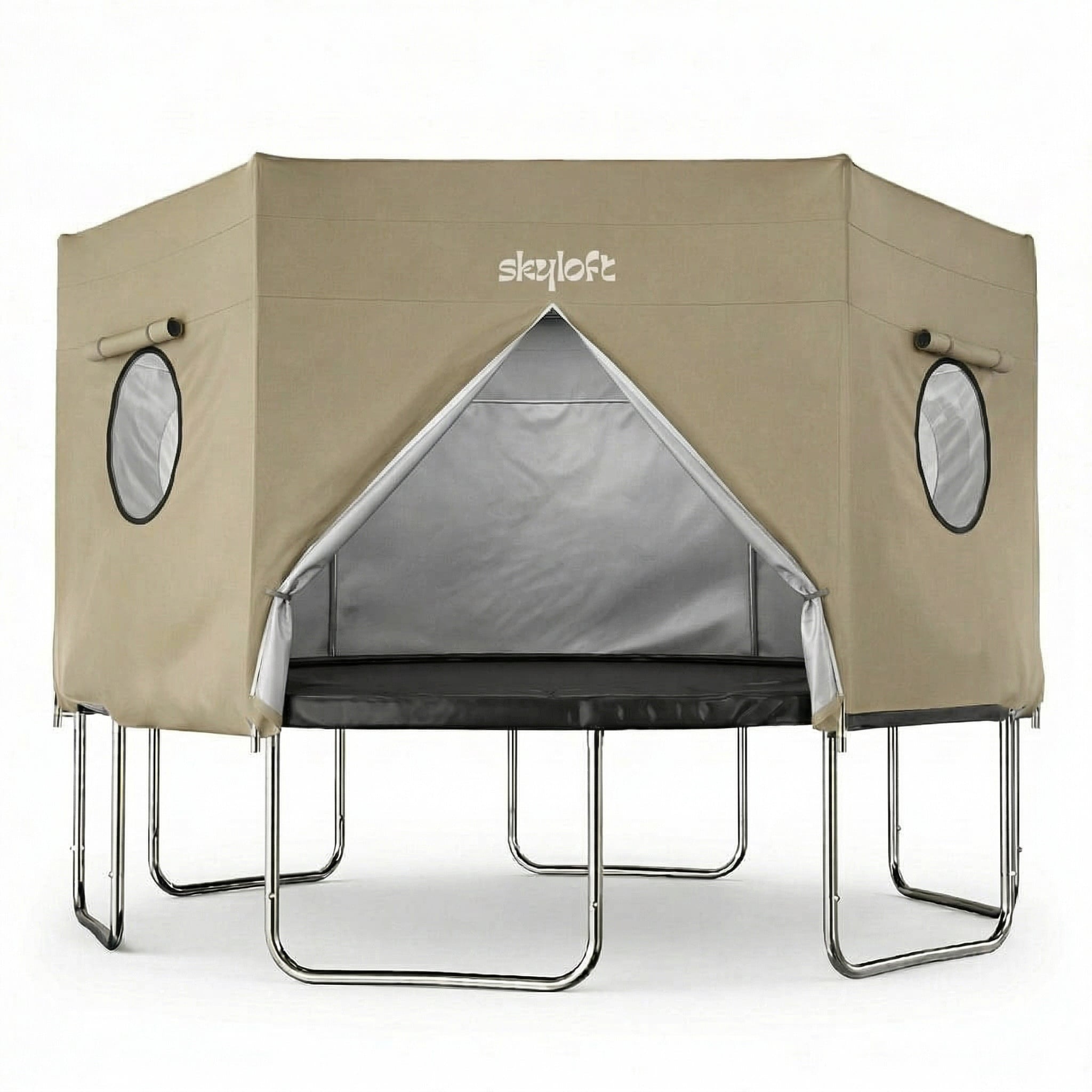 Skyloft Trampoline Tent Cover with Basketball Hoop, Ball & Pump – Fits 12FT & 14FT Trampolines