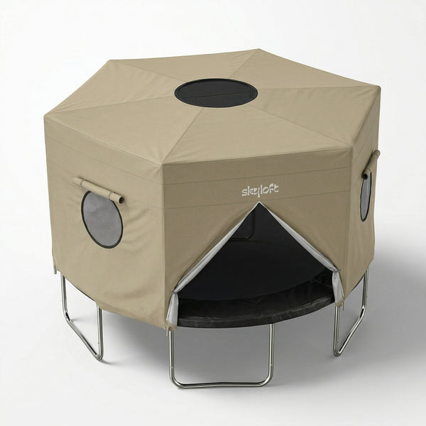 Skyloft Trampoline Tent Cover with Basketball Hoop, Ball & Pump – Fits 12FT & 14FT Trampolines