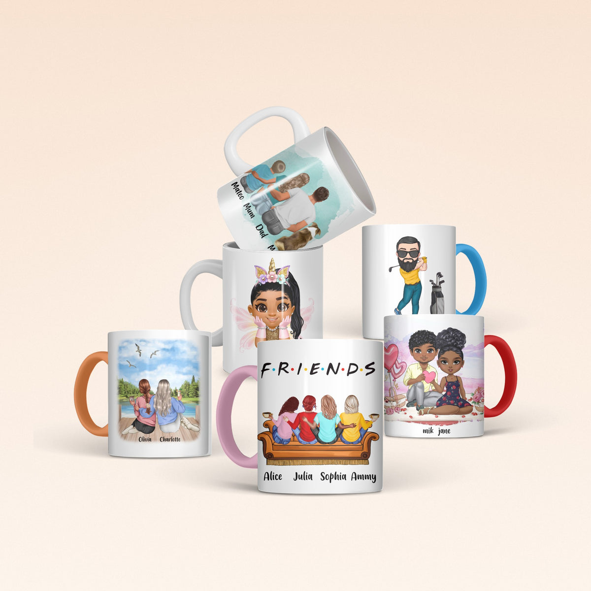 Create your own family cartoon mug NZ