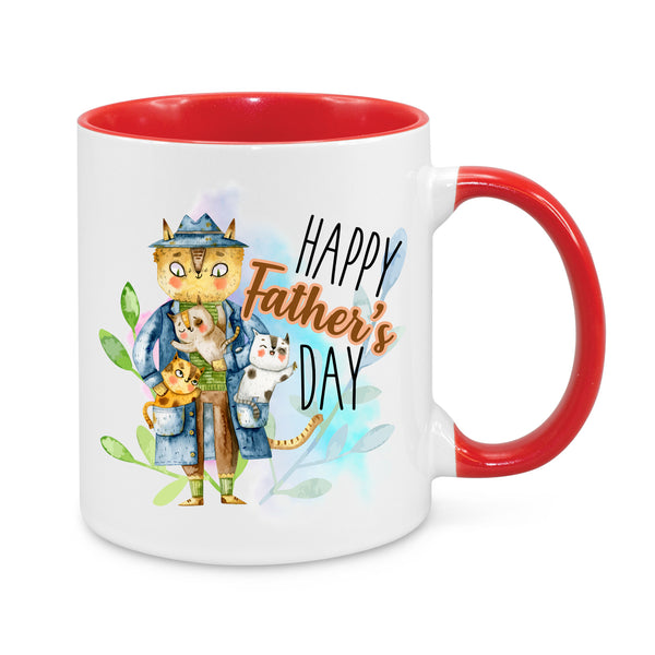 Happy Father’s Day Mug – Cute Cat Dad Design – Novelty Coffee Cup Gift for Dads