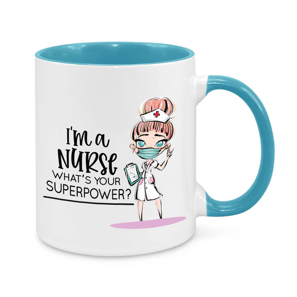 Funny Nurse Mug - 11oz Personalised Coffee Cup - I’m a Nurse What’s Your Superpower - Novelty Nurse Gift - Cute Healthcare Worker Appreciation Mug