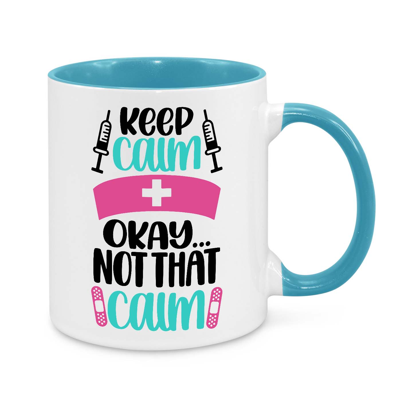 Funny Nurse Mug - 11oz Novelty Coffee Cup - Keep Calm Okay Not That Calm - Humorous Nurse Gift - Personalised Nurse Appreciation Mug