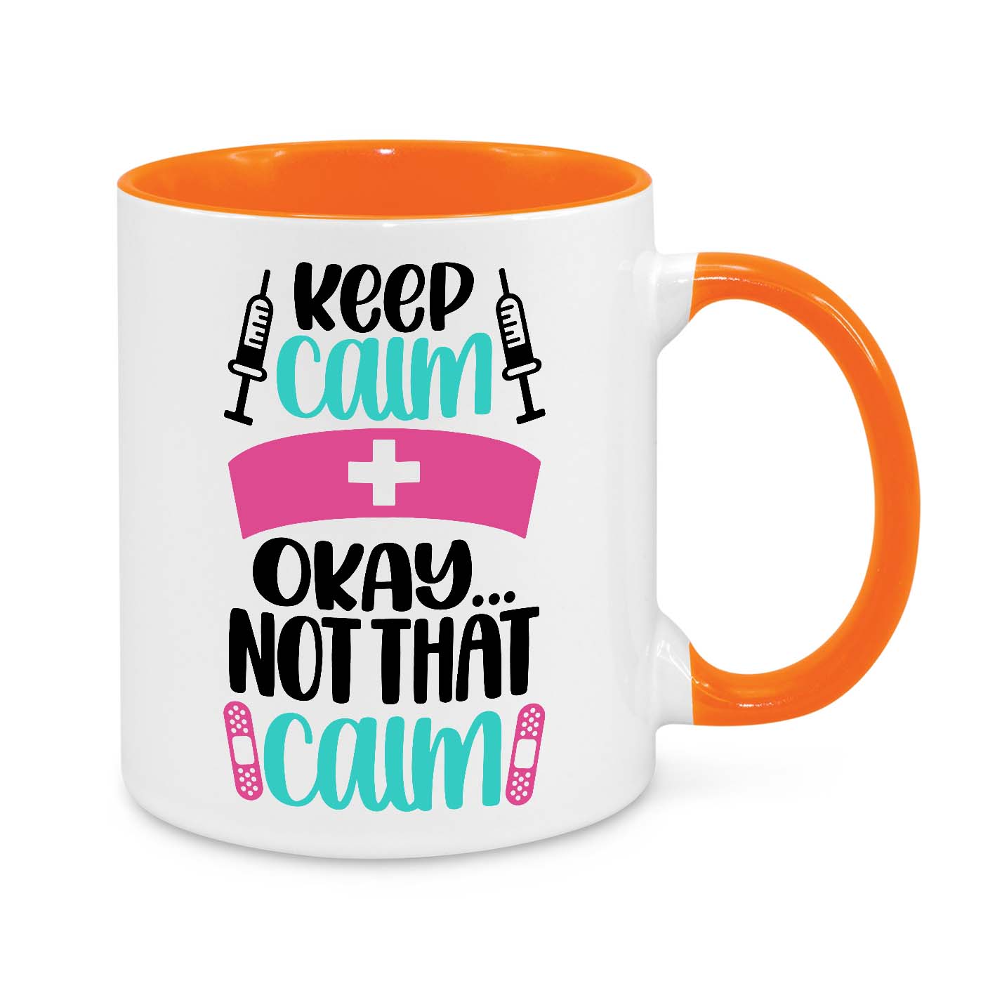 Funny Nurse Mug - 11oz Novelty Coffee Cup - Keep Calm Okay Not That Calm - Humorous Nurse Gift - Personalised Nurse Appreciation Mug