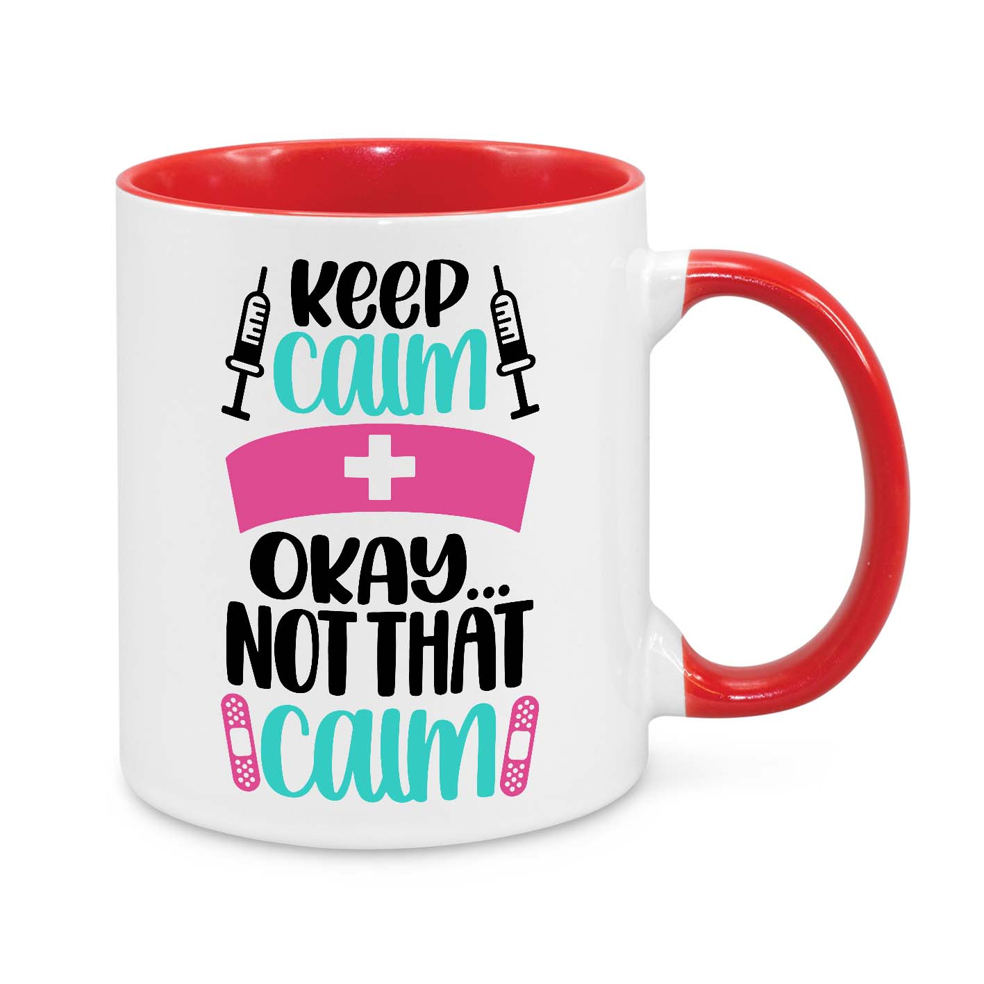 Funny Nurse Mug - 11oz Novelty Coffee Cup - Keep Calm Okay Not That Calm - Humorous Nurse Gift - Personalised Nurse Appreciation Mug