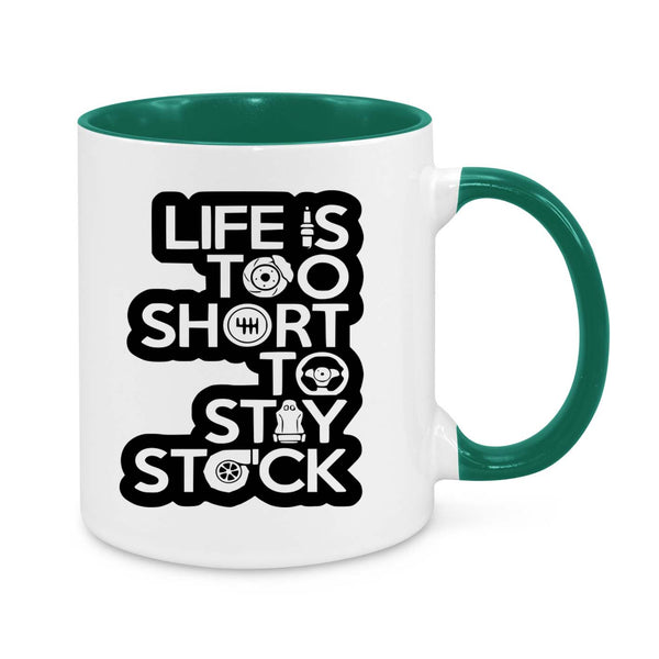 "Life Is Too Short to Stay Stock" JDM Enthusiast Mug – Perfect for Car Modders & Gearheads!
