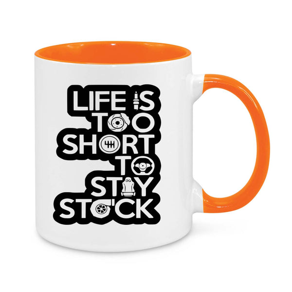 "Life Is Too Short to Stay Stock" JDM Enthusiast Mug – Perfect for Car Modders & Gearheads!