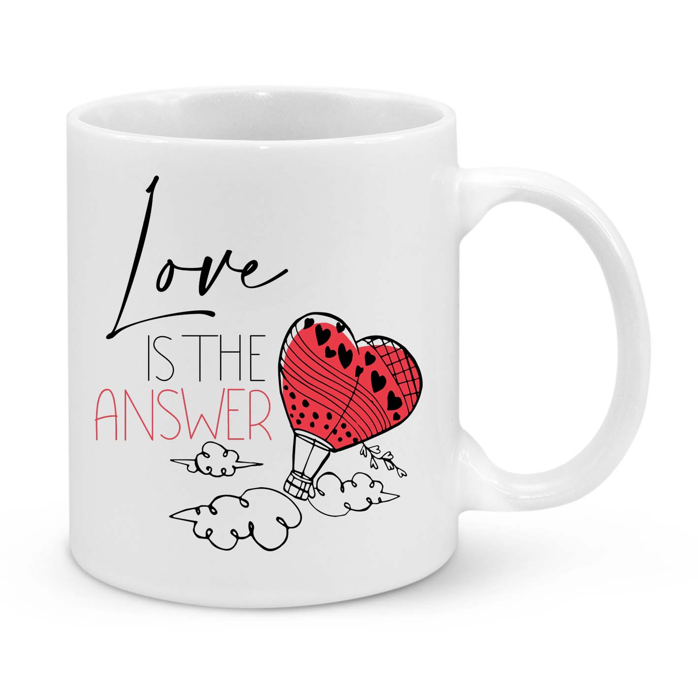 Love Is the Answer Mug – Romantic Coffee Cup – Cute Valentine’s Day Gift