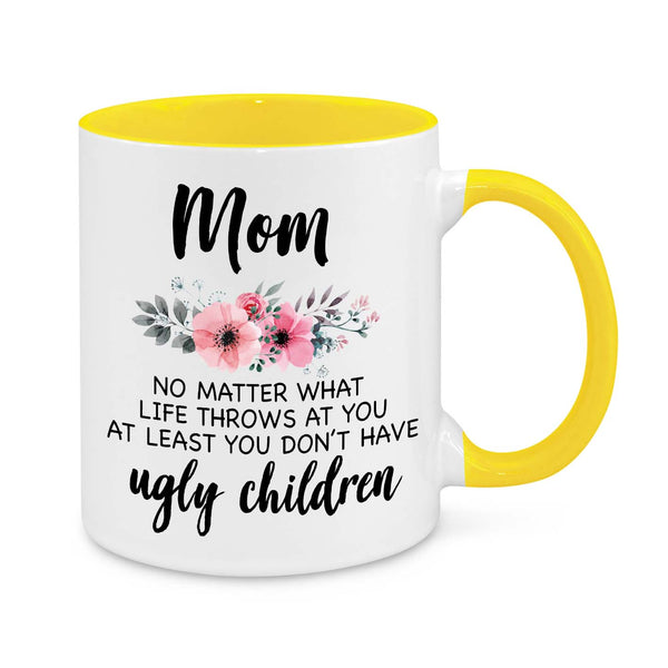 Funny Mom Mug – Floral Coffee Cup with Humorous Parenting Quote