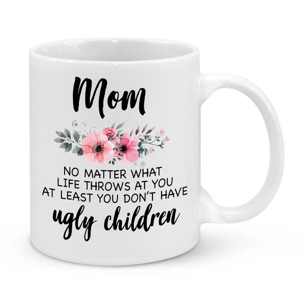 Funny Mom Mug – Floral Coffee Cup with Humorous Parenting Quote