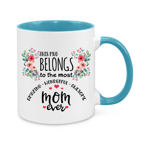This Mug Belongs to the Most Amazing Mum Ever – Floral Coffee Cup Gift for Mum