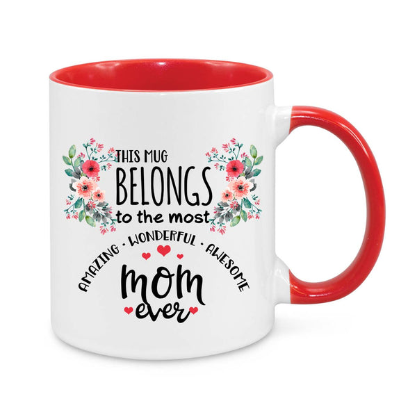 This Mug Belongs to the Most Amazing Mum Ever – Floral Coffee Cup Gift for Mum