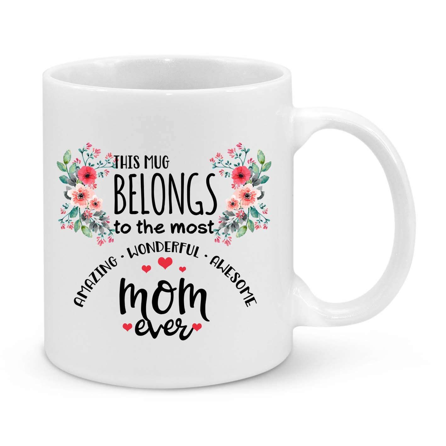 This Mug Belongs to the Most Amazing Mum Ever – Floral Coffee Cup Gift for Mum