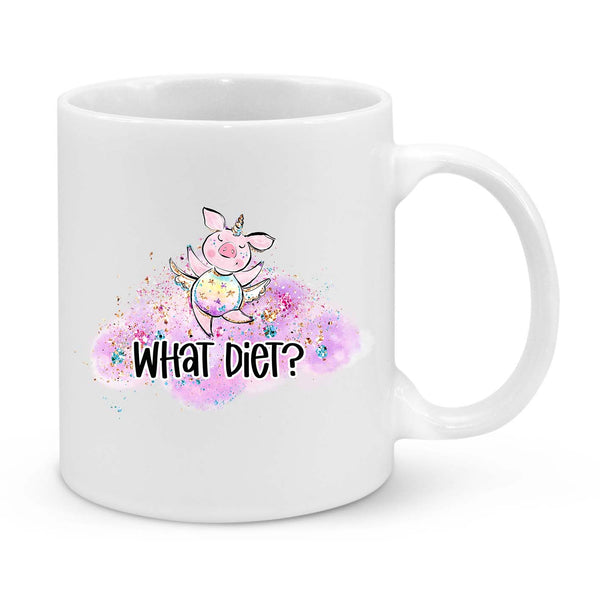 "What Diet?" Funny Unicorn Pig Mug – Cute & Whimsical Gift for Food Lovers