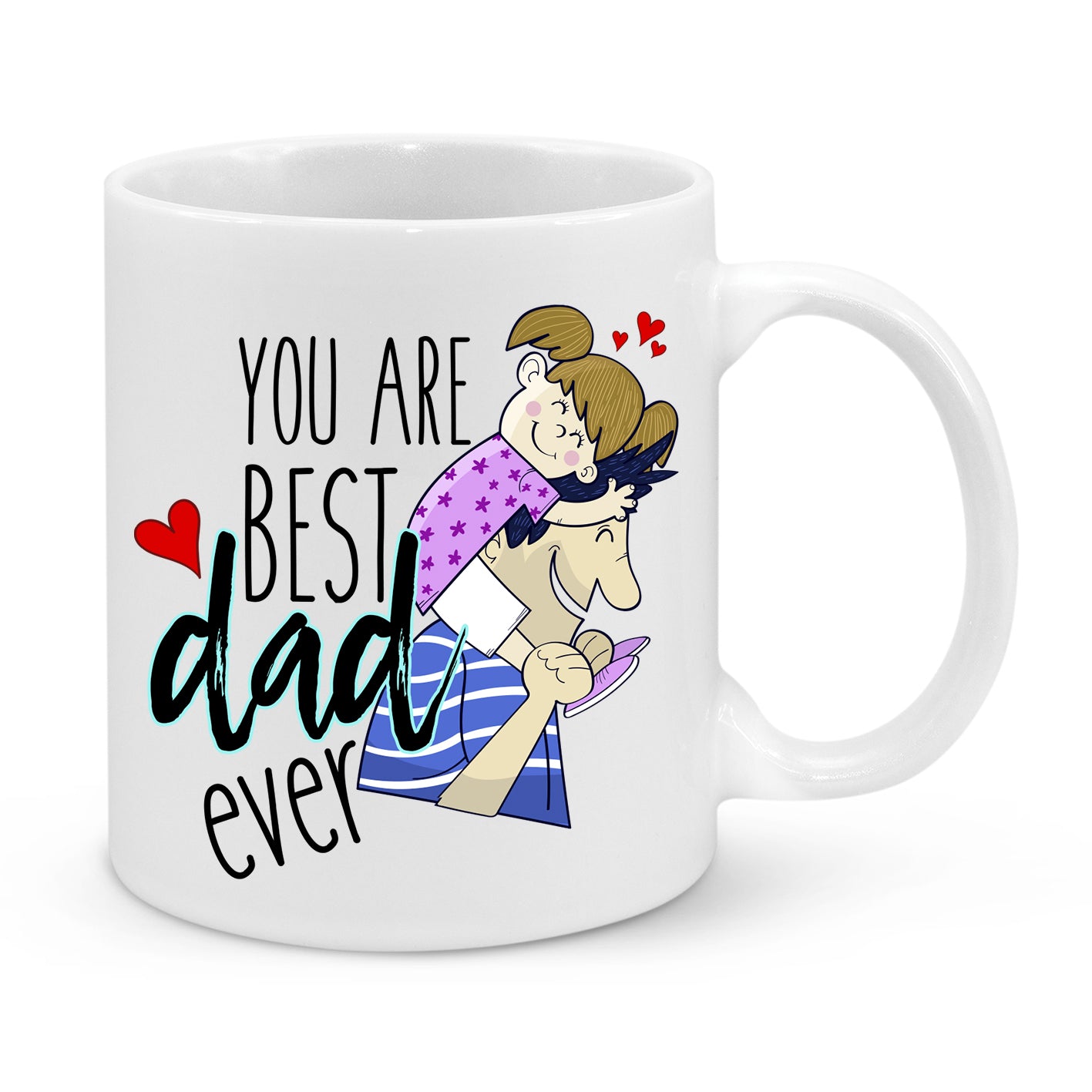 Best Dad Ever Coffee Mug – Thoughtful Father's Day Gift – Dad & Daughter Illustration