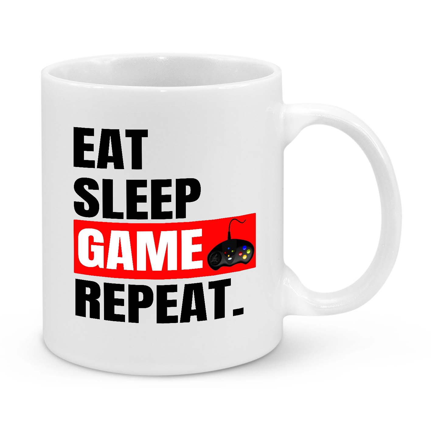 Eat Sleep Game Repeat Gamer Mug – The Perfect Coffee Cup for Gaming Addicts