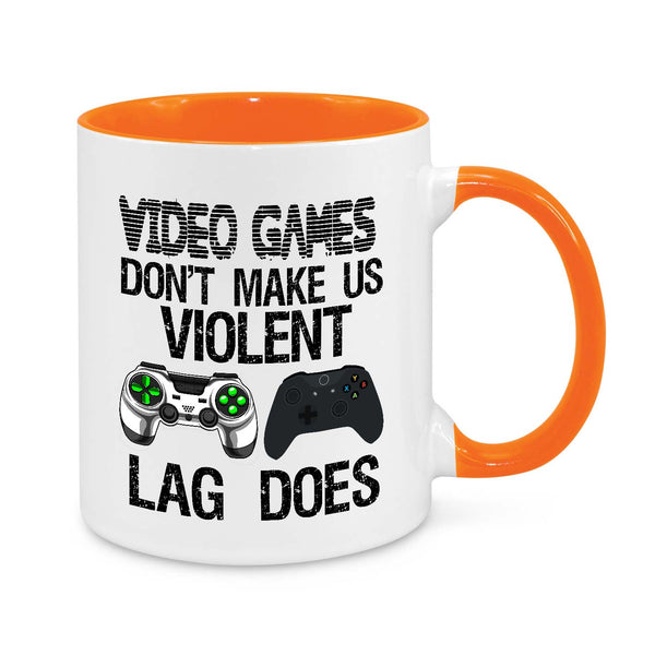Funny Gamer Mug – "Video Games Don’t Make Us Violent, Lag Does" | Perfect Gift for Gamers & Streamers