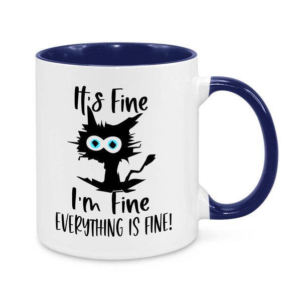 "It’s Fine, I’m Fine, Everything is Fine" Funny Cat Mug – Perfect for Stressed & Anxious Cat Lovers
